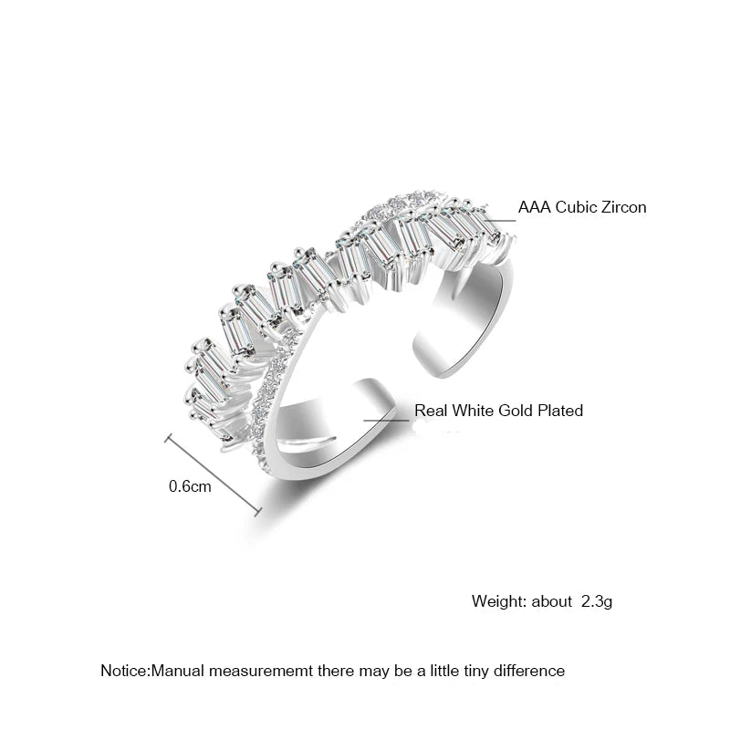 Adjustable Geometric Cubic Zirconia Ring K's Collection Store