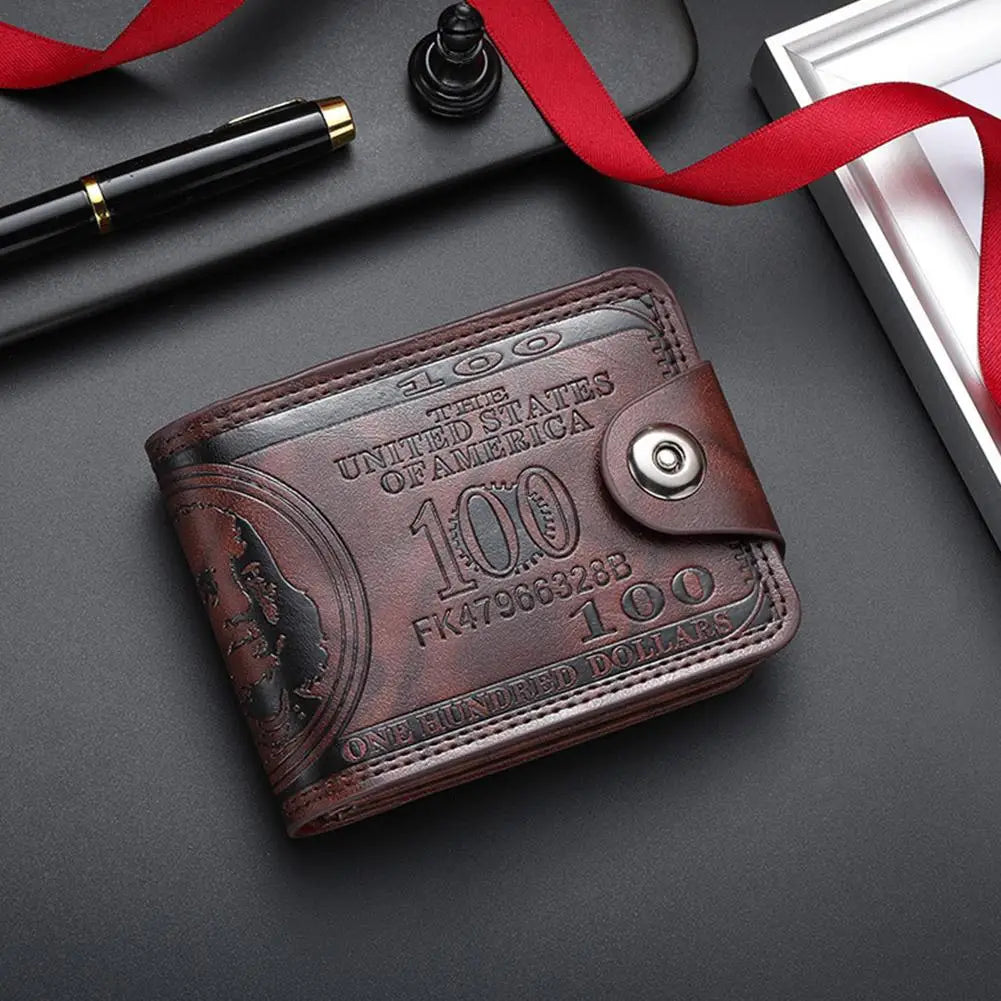 Men's Wallets with 100 US Dollar Pattern Hasp Male Leather Wallet with Zipper Card Holder Coin Pocket Purse Cartera Hombre K's Collection Store