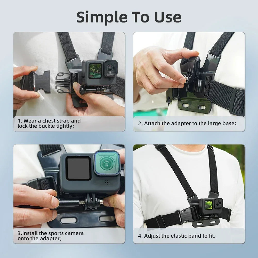 Chest Strap Mount Belt for DJI Action 5 Pro/Insta360 X5/Osmo 360 Camera Harness for Phone Sports POV Photographic Accessories K's Collection Store