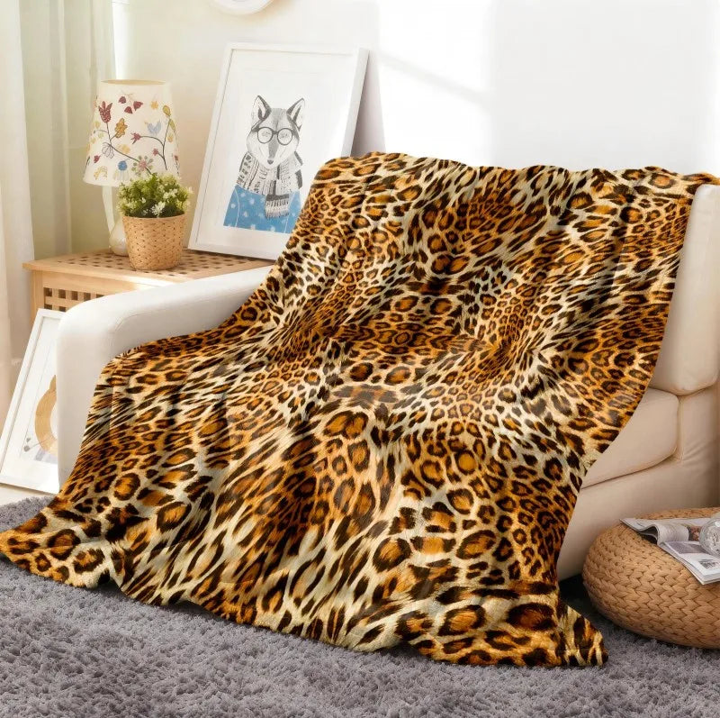 All-Season Fleece Throw Blanket | Leopard Print Flannel | Festival Gift K's Collection Store