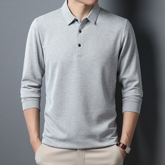 Men's Business Casual Polo Long Sleeve T-shirt Summer Comfortable  Top K's Collection Store