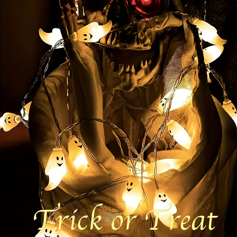 Halloween Ghost Shape LED Fairy Lights Battery Operated Spooky Glow String Horror Decor Prop For Home Holidays Party Decor Lamp K's Collection Store