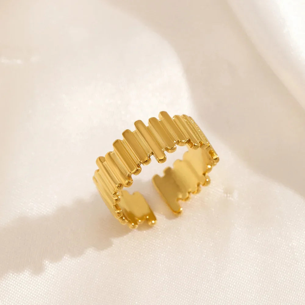 New Trendy Stainless Steel Geometric Rings for Women Gold Color Minimalist Adjustable Finger Rings Wedding Party Jewelry Gifts K's Collection Store