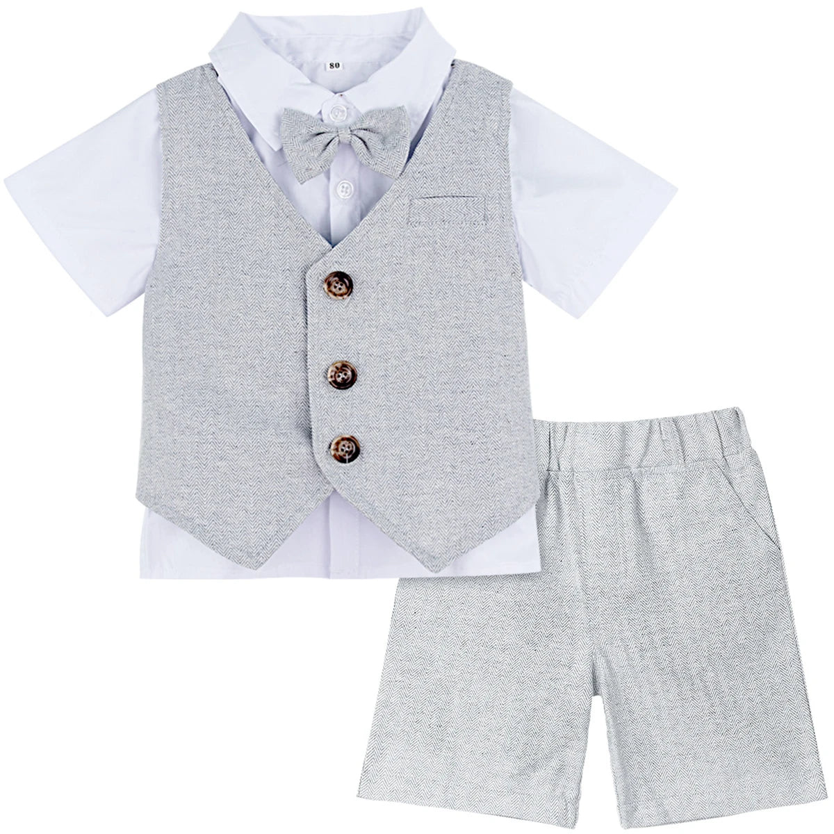 Baby Boy Clothes Toddler Wedding Suit Set Kids Birthday Party Outfit Gemtleman Formal Short Sleeve Cotton Clothing Set 3PCS K's Collection Store