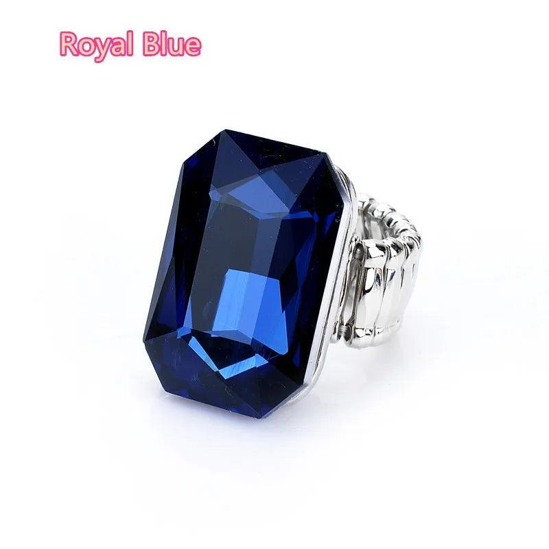 Personality Elegant Big Ring for Women 7 Colors Big Resin Stone Fashion Elastic Stretch Finger Rings Jewelry Christmaswholesale K's Collection Store
