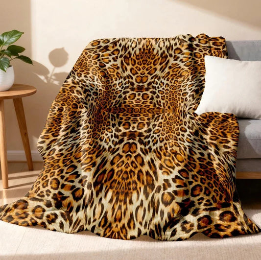 1PC Throw Leopard pattern arts Cow skin pattern Flannel Blanket Thin Throw Soft Warm Blankets Festival Gifts for all season use K's Collection Store