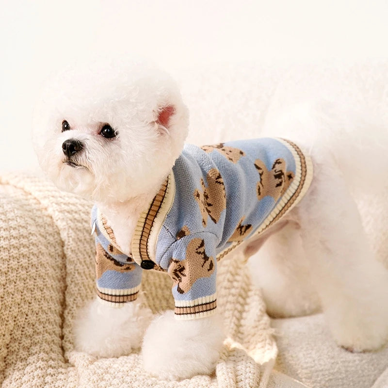 Luxury Striped Dog Cardigan Sweater | Small Dogs, Chihuahua, Bichon, Kitten – Warm Pet Coat K's Collection Store