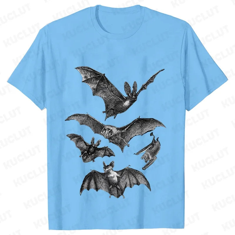 Gothic T Shirts for Men Witchy Clothing Goth Dark Grunge T-shirt Aesthetic Halloween Vampire Bat Vintage Clothes Short Sleeve K's Collection Store