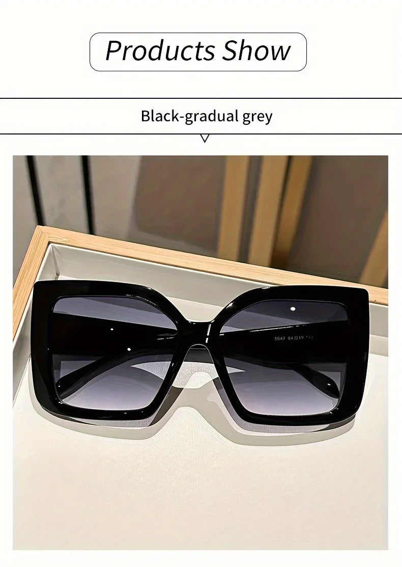 2025 Oversized Square Fashion Sunglasses with Gradient Lenses - Chic Tortoiseshell & Leopard Print Frames Anti-Glare PC Material K's Collection Store