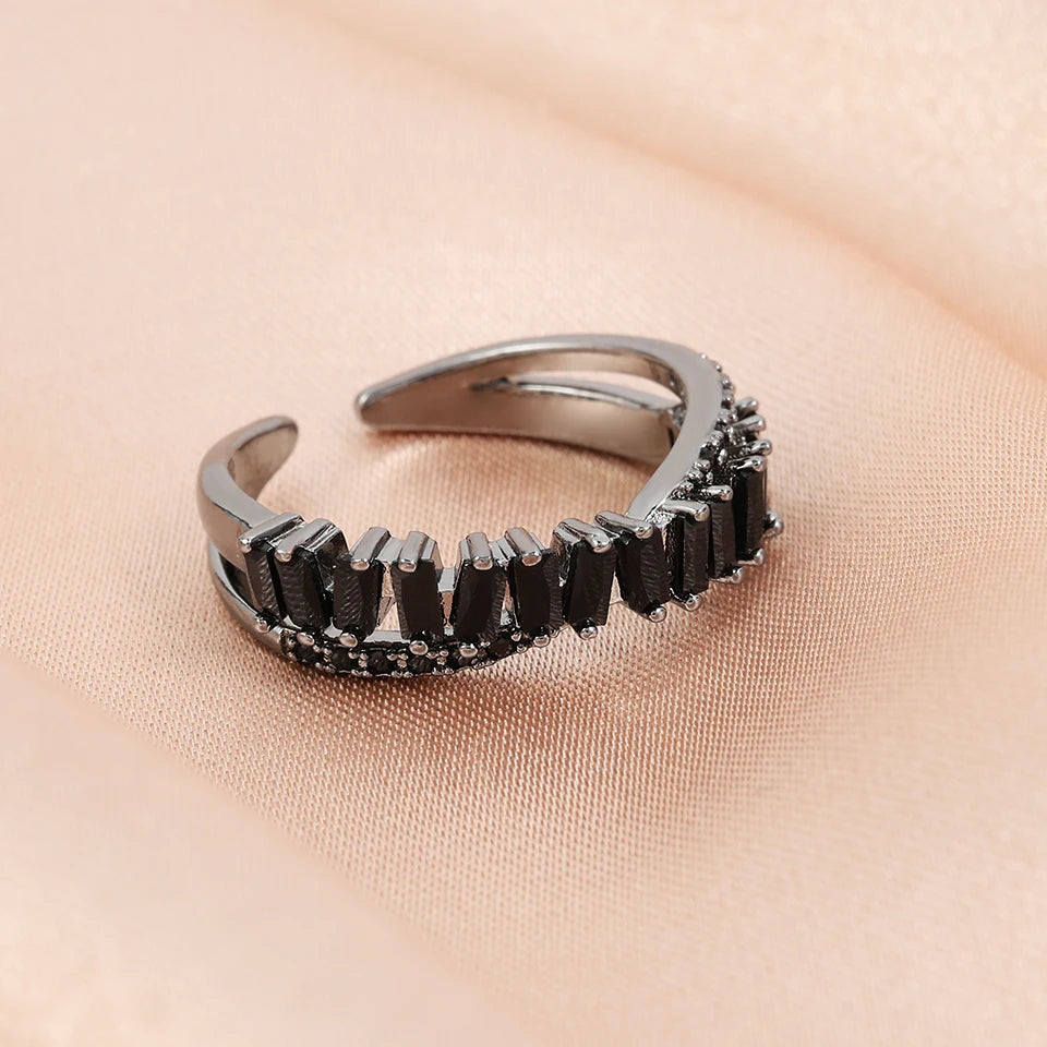 Adjustable Geometric Cubic Zirconia Ring K's Collection Store