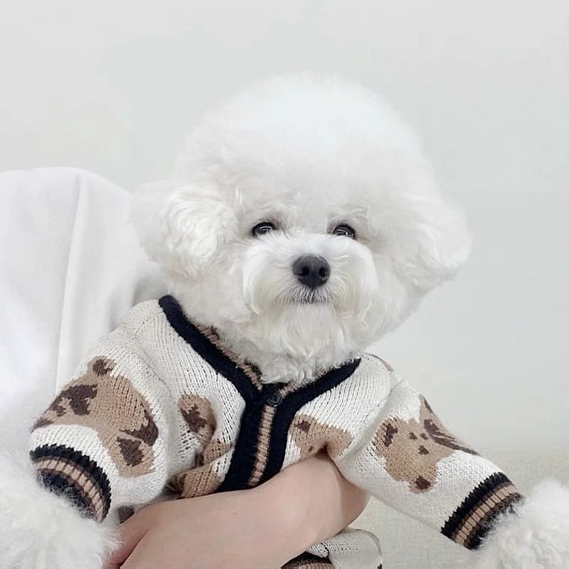 Luxury Striped Dog Cardigan Sweater | Small Dogs, Chihuahua, Bichon, Kitten – Warm Pet Coat K's Collection Store