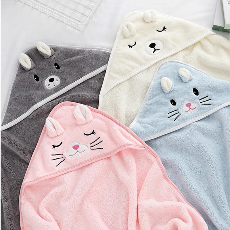 Toddler Bathrobe Infant Bath Towel Boy Girl Blankets Swaddle With Hood Cartoon Coral Fleece Towel Blanket Newborn Kids Bedding K's Collection Store