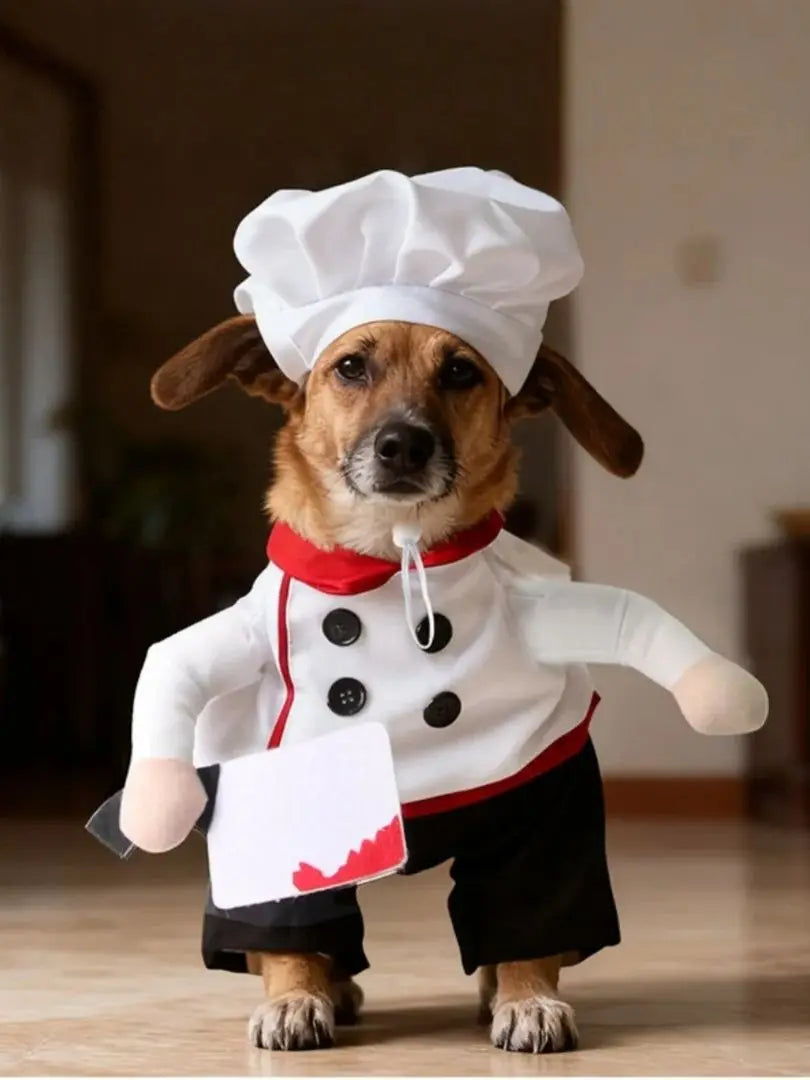 Funny Pet Chef Costume, Cute Dog Cat Baker Outfit for  Party, Birthday Photoshoot Cosplay Puppy Kitten Apparel K's Collection Store