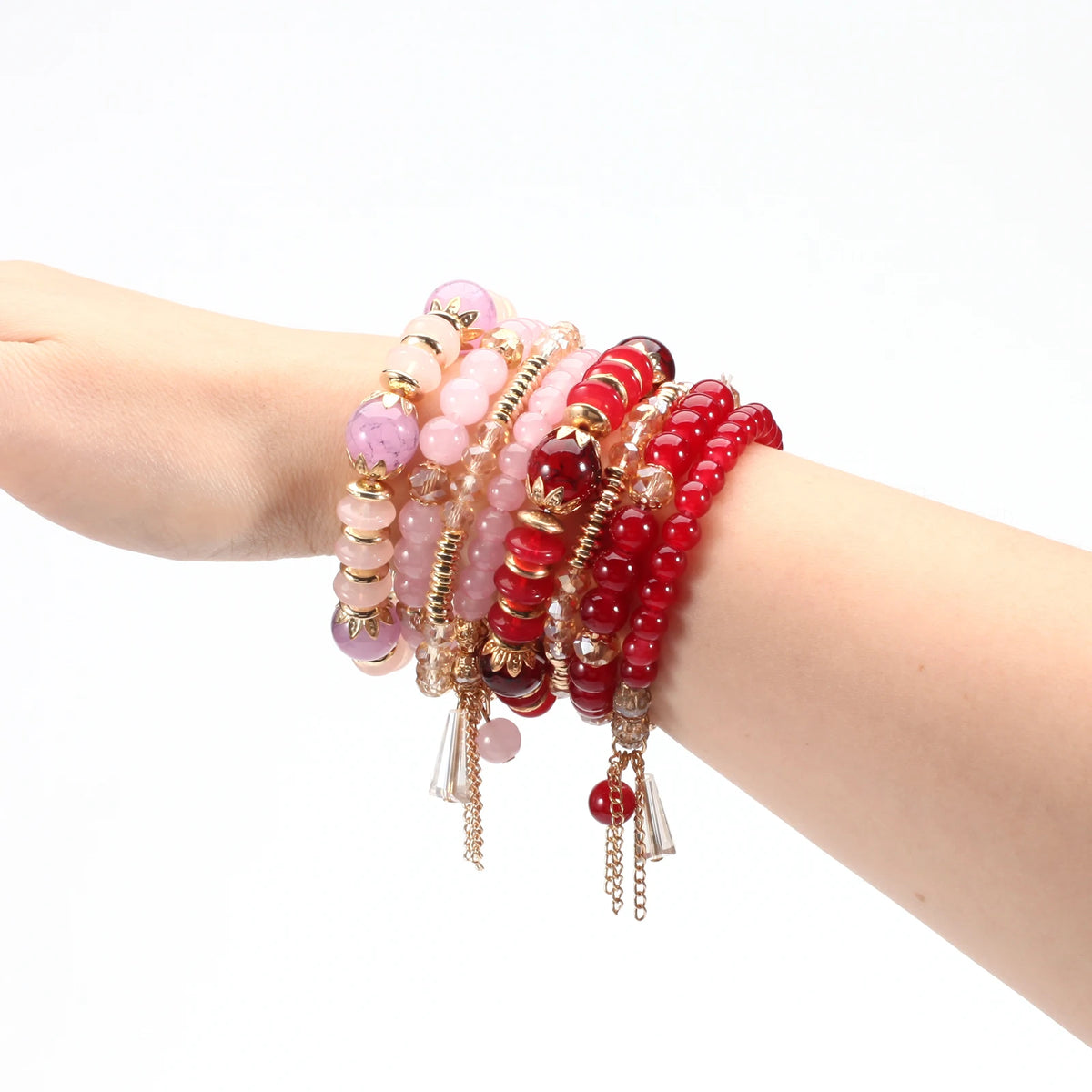 Bohemian Stackable Bead Bracelets for Women Multilayered Bracelet Pendant Charm Stretch Bangles K's Collection Store