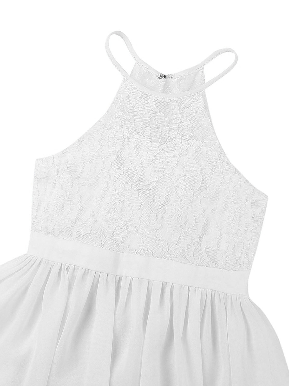 Kids Chiffon Floral Lace Cutout Back Flower Girl Dress Childs Girls Children Wedding Birthday Party Clothes K's Collection Store