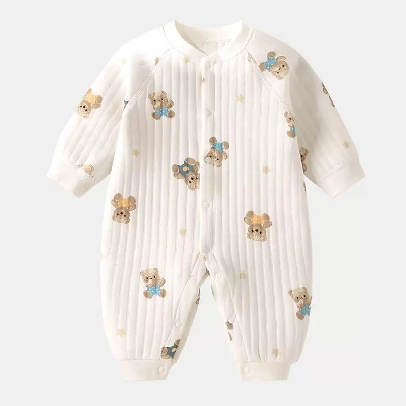 Winter Baby Jumpsuit Long Sleeves and Long Pants Warm Double-faced Fleece Cartoon Design for Boys Girls Bodysuit K's Collection Store
