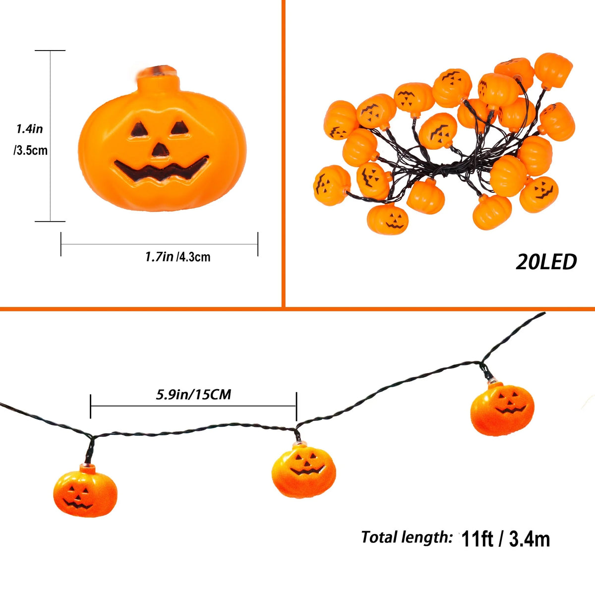 Halloween Pumpkin LED String Lights | Jack-O-Lantern Spooky Decor K's Collection Store