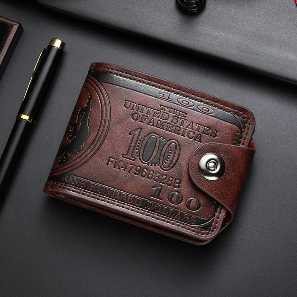 Men's Wallets with 100 US Dollar Pattern Hasp Male Leather Wallet with Zipper Card Holder Coin Pocket Purse Cartera Hombre K's Collection Store