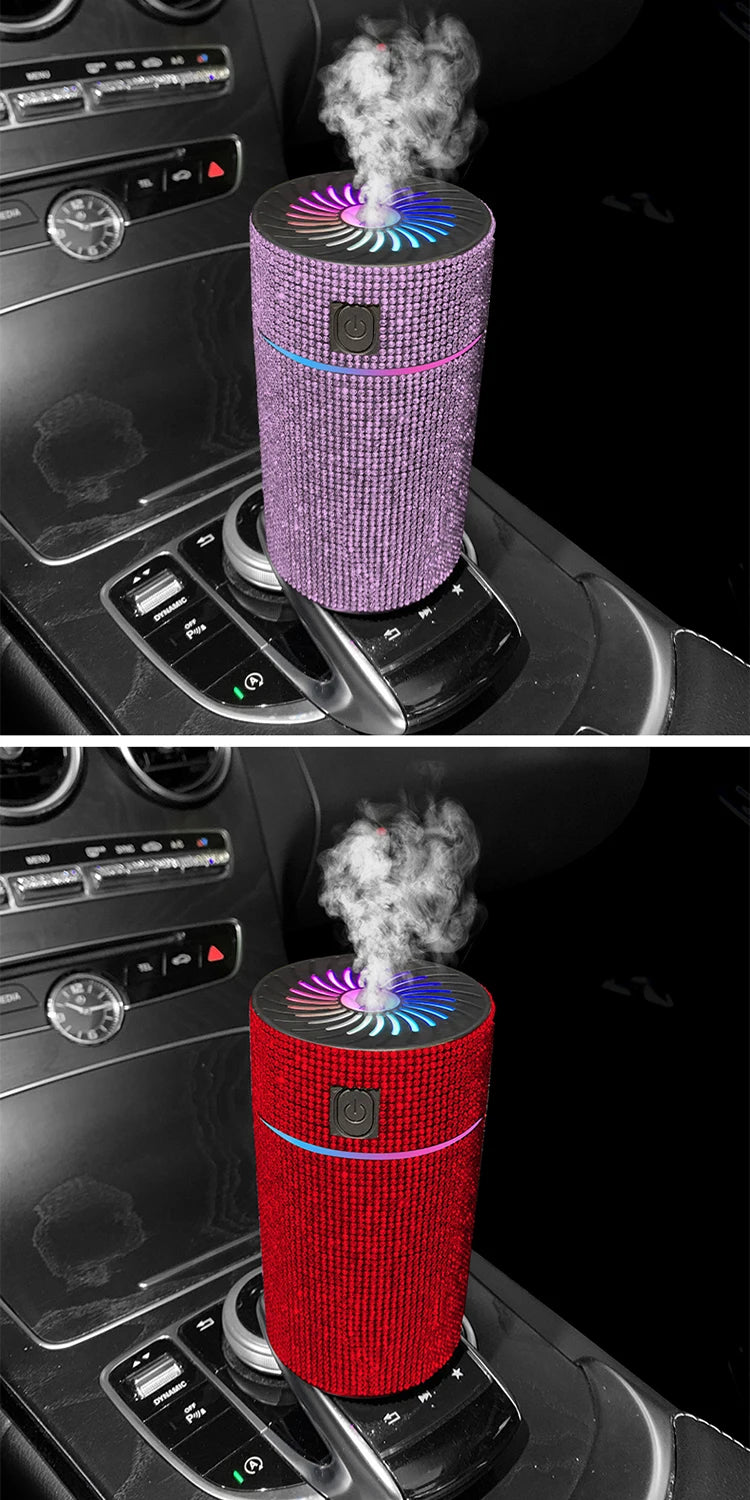 Luxury Diamond Car Diffuser Humidifier with LED Light Auto Air Purifier Aromatherapy Diffuser Air Freshener Car Accessories K's Collection Store