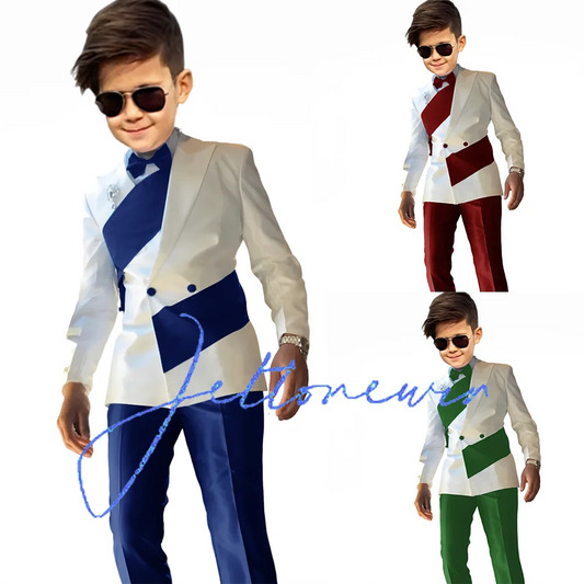 Wedding Boy Suit 2 Piece Set Double Breasted Blazer Tuxedo for KIds Party Clothes Custom Size 2-18 Years Old Boy Suit K's Collection Store