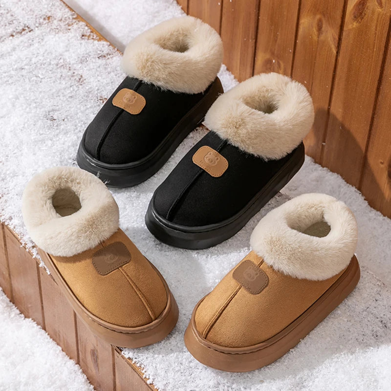 Winter Women's Indoor Slippers Warm Thick Sole Soft Sole Comfortable Outdoor Non Slip Snow Boots Fashion Bedroom Home Shoes K's Collection Store
