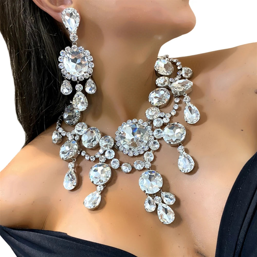 Bling Luxury Large Necklace, Exaggerated Round Delicate Necklace, Fashionable Bridal Wedding Jewelry, Party Gift for Women K's Collection Store