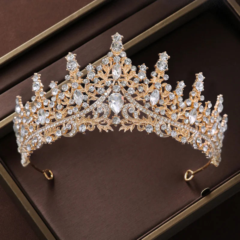 Bridal Wedding Jewelry 4-piece Set, Alloy Crystal Crown&Crystal Necklace&Earrings Women's Classic Wedding Tiaras K's Collection Store
