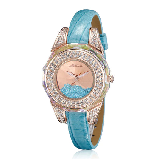 Luxury Lady Women's Watch Japan Quartz Elegant Rhinestone Crystal Fashion Hours Dress Bracelet Leather School Girl Birthday Gift K's Collection Store