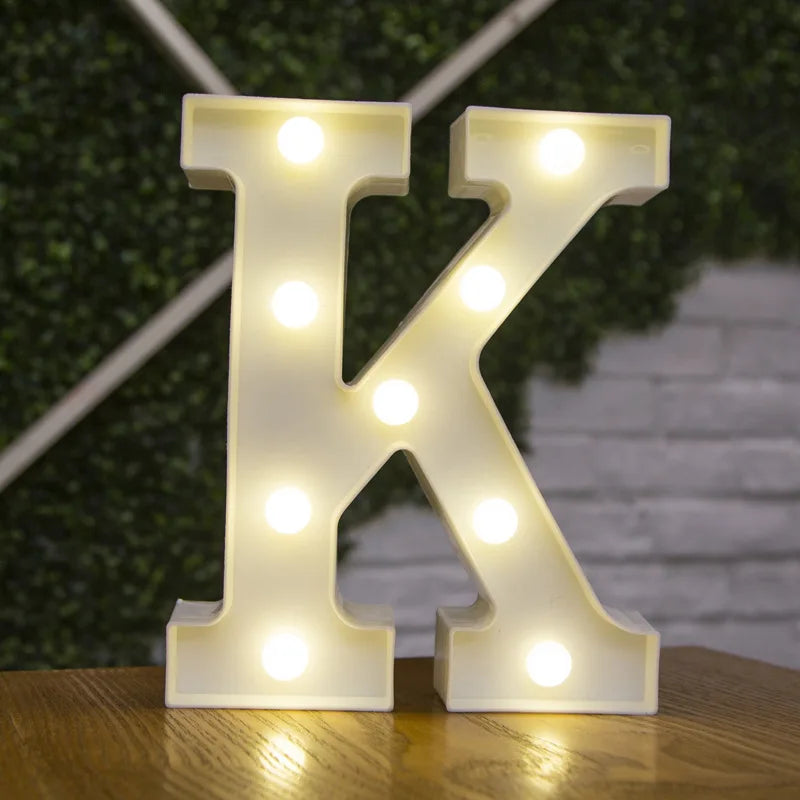 Luxury Alphabet Letter LED Lights Luminous Number Lamp  Battery Night Light for Home Wedding Birthday Christmas Party Decoration K's Collection Store