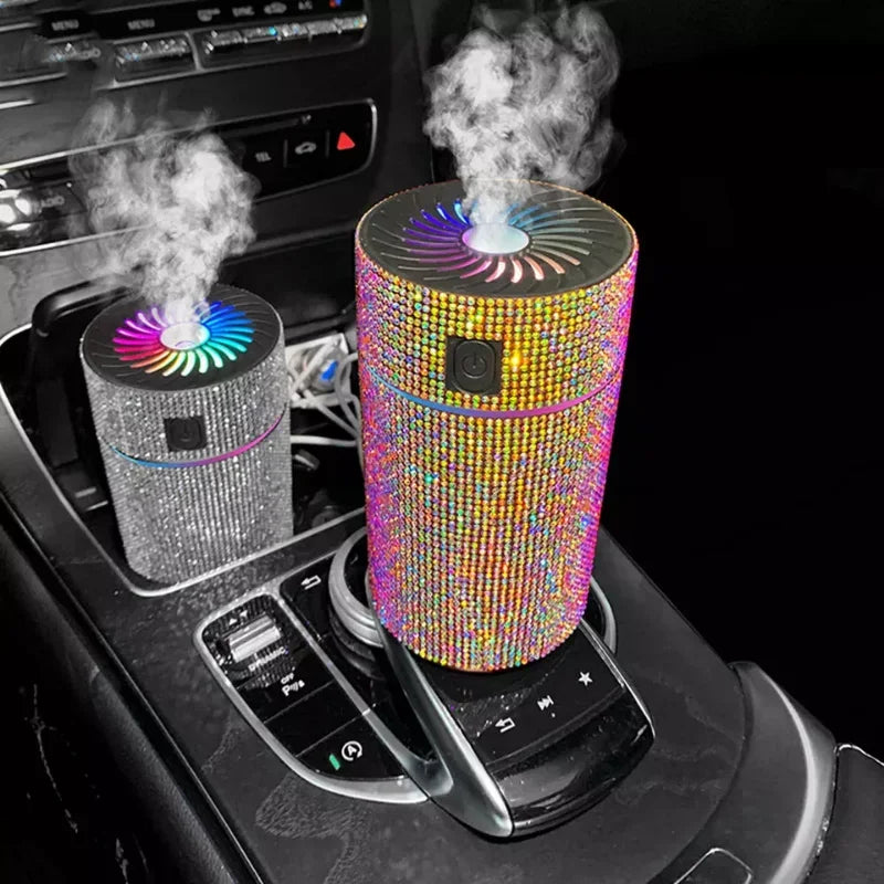 Luxury Diamond Car Diffuser Humidifier with LED Light Auto Air Purifier Aromatherapy Diffuser Air Freshener Car Accessories K's Collection Store