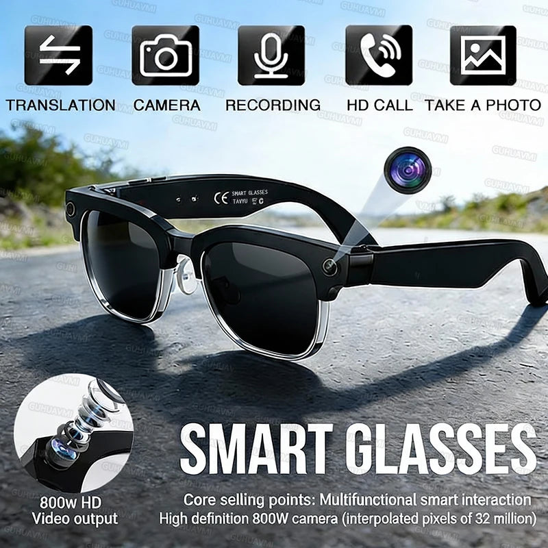 2026 New 8MP Ultra-Wide HD Camera Smart Glasses Video Record 4GB AI Photo Recognition BT Call Translation Voice Smart Glasses K's Collection Store