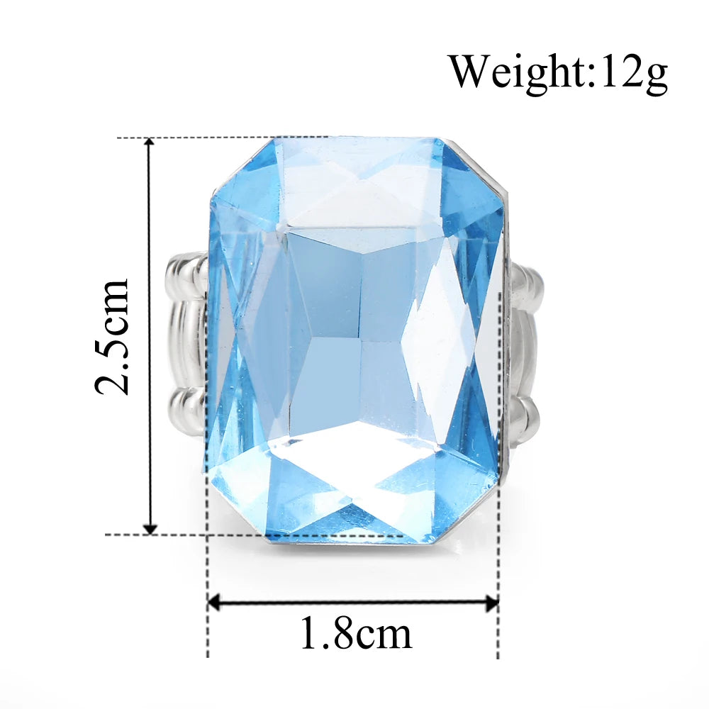 2020 personalized and elegant ladies big ring, big glass stone, multiple colors for women, fashionable elastic elastic finger ri K's Collection Store