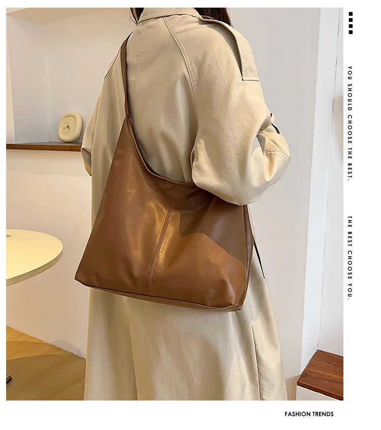 Large capacity commuting new winter popular 2025 solid color simple versatile fashion high sense texture casual single shoulder K's Collection Store