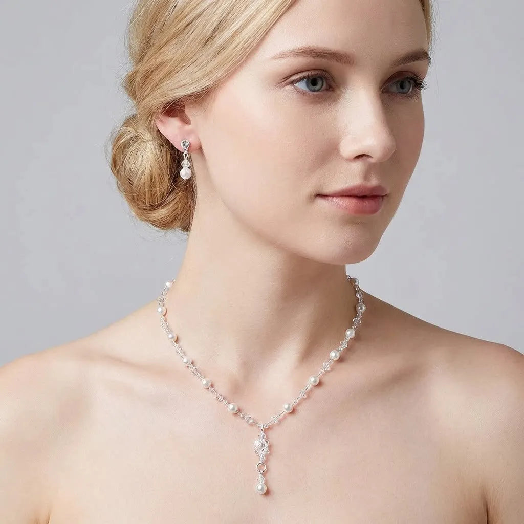Women's Necklace Earrings Set Zircon Dangle Earrings Set Exquisite Wedding Party Jewelry Set for Anniversary Mother's Day Gift K's Collection Store