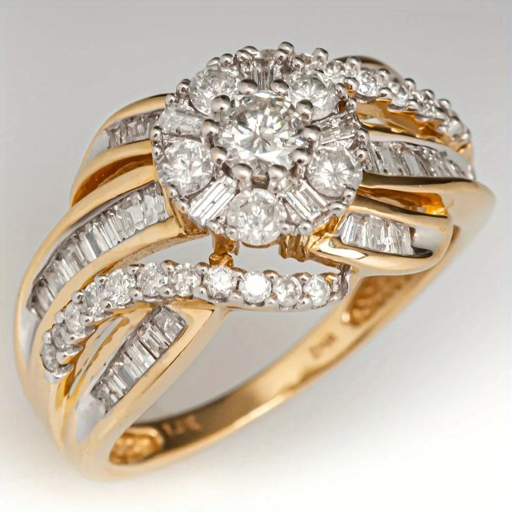 Women's Geometric Zircon Wedding Band Ring K's Collection Store