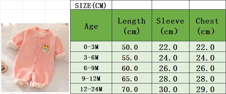 Winter Baby Jumpsuit Long Sleeves and Long Pants Warm Double-faced Fleece Cartoon Design for Boys Girls Bodysuit K's Collection Store