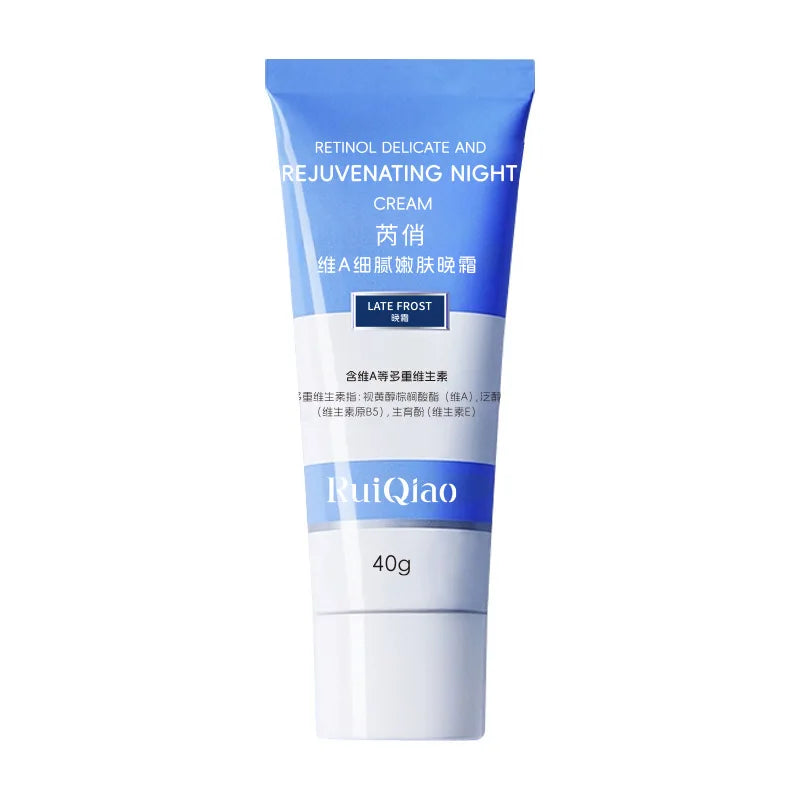Overnight retinol night cream tube, blue label and white tube, 40g