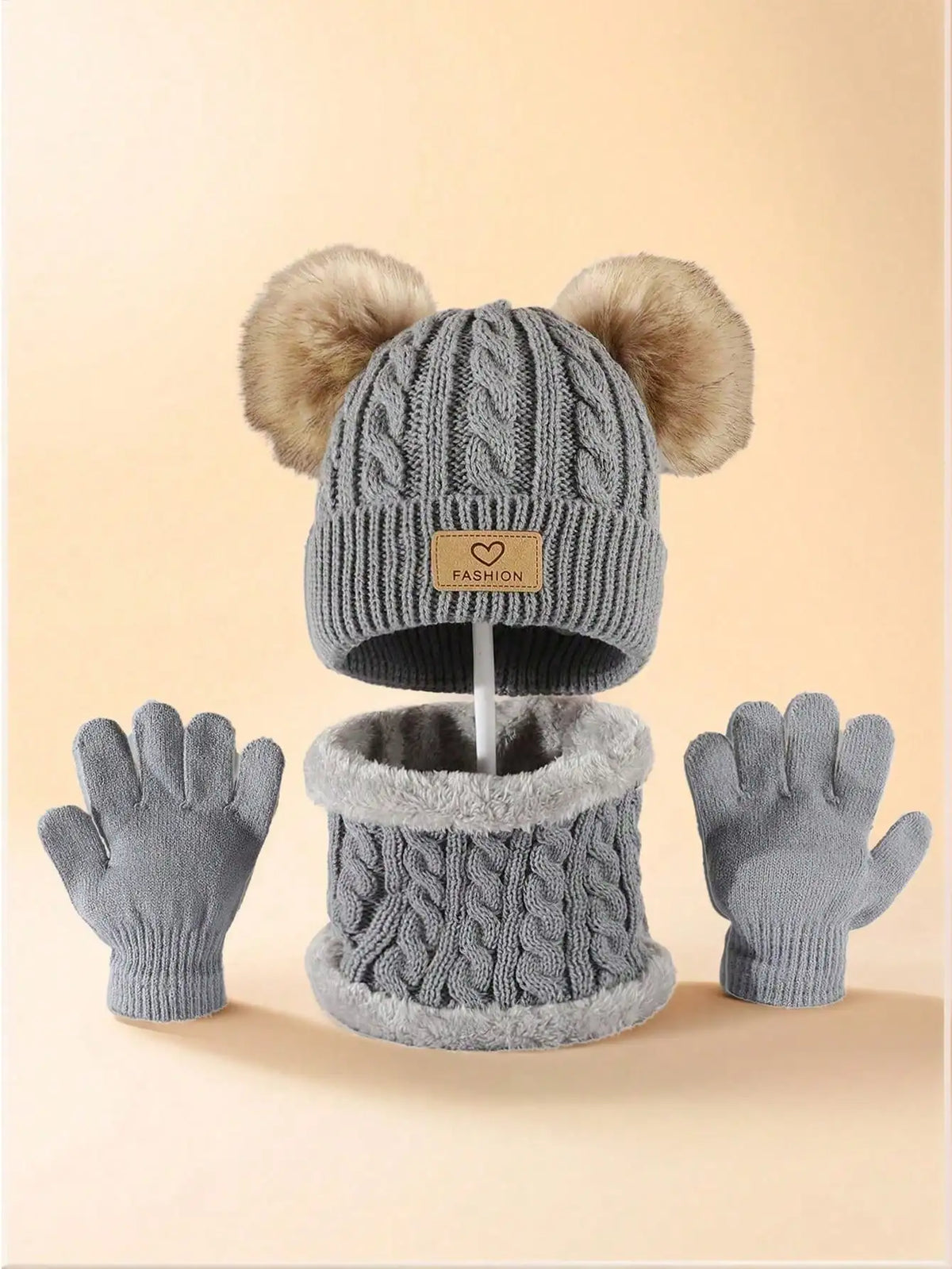 3PC 2-12Y Autumn and Winter Children's Hats and Neck Gloves Set, Cute, Comfortable and Warm, Hats for Boys and Girls K's Collection Store