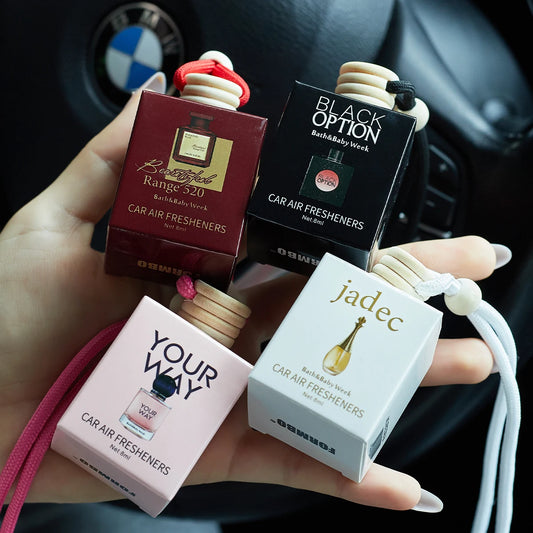 Handheld car air freshener boxes: Range 520, Black Option, jadec, and Your