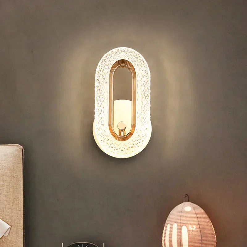 Luxury Bedroom Decoration Wall Lamp Acrylic Lampshade Rose Gold Metal Body Sconce Light LED Home Corridor Warm Atmosphere Lustre K's Collection Store
