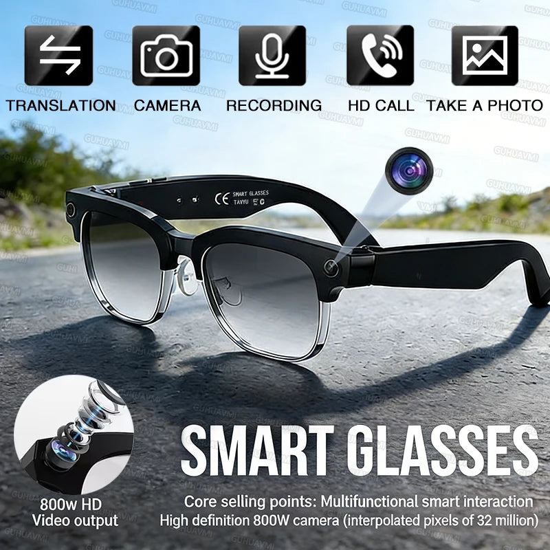 2026 New 8MP Ultra-Wide HD Camera Smart Glasses Video Record 4GB AI Photo Recognition BT Call Translation Voice Smart Glasses K's Collection Store