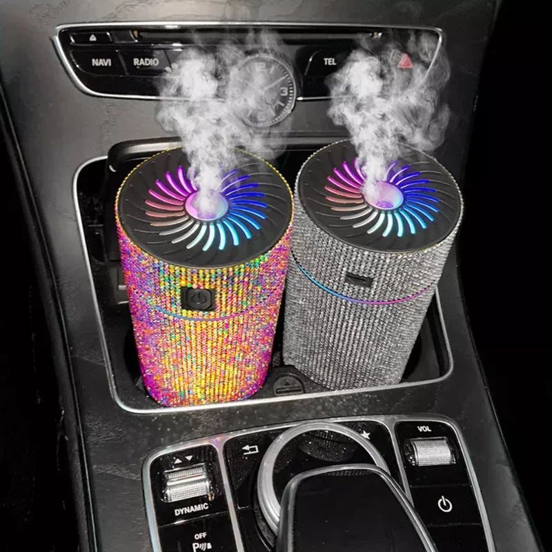 Luxury Diamond Car Diffuser Humidifier with LED Light Auto Air Purifier Aromatherapy Diffuser Air Freshener Car Accessories K's Collection Store