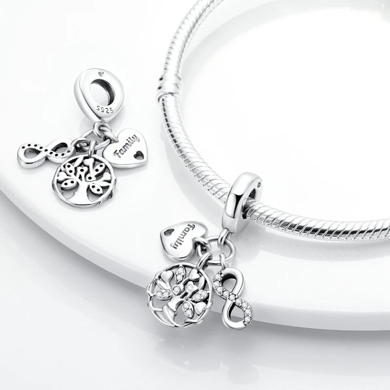 Charms Fit Original 925 Sterling Silver Beads Bear Kart Family Tree Charms For Bracelet Pendant Women Jewelry Gifts K's Collection Store