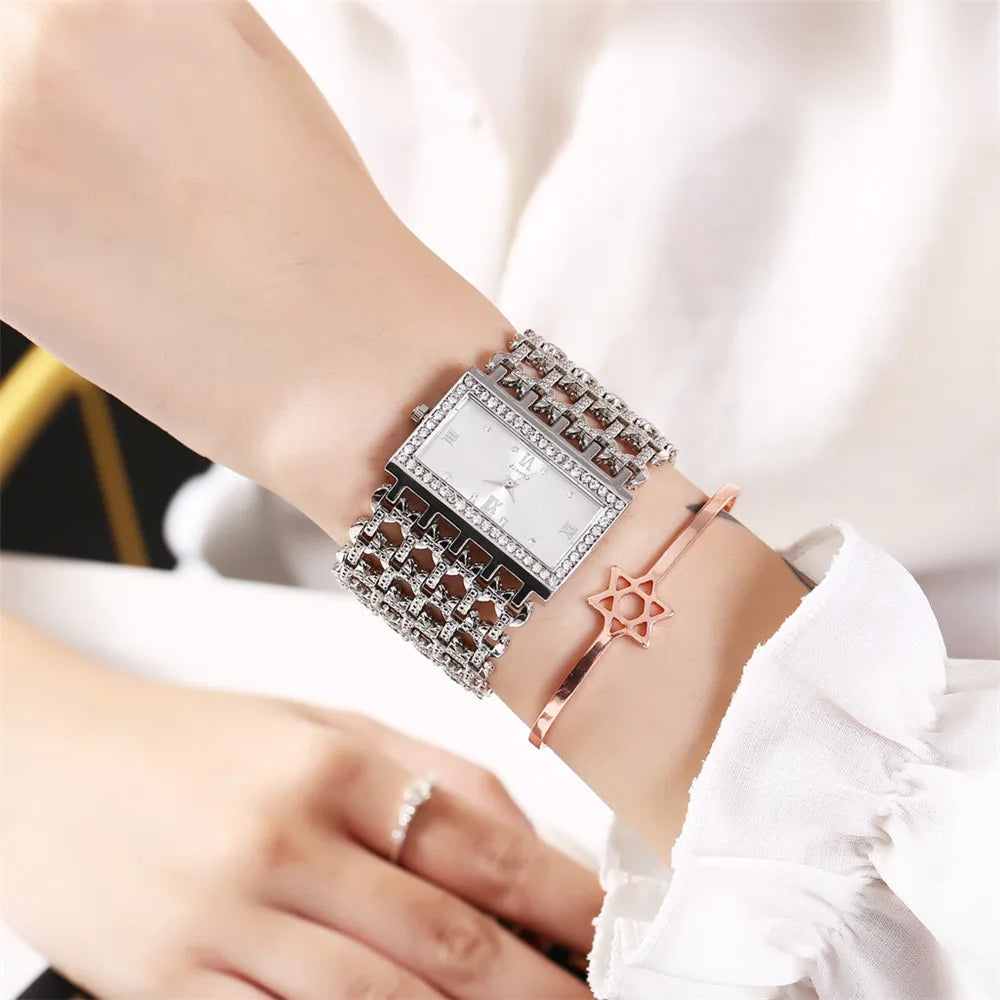 Luxury Noble Gold Ladies Quartz Watch Fashion Women's Skeleton Bracelet full Dress Clock Watches K's Collection Store