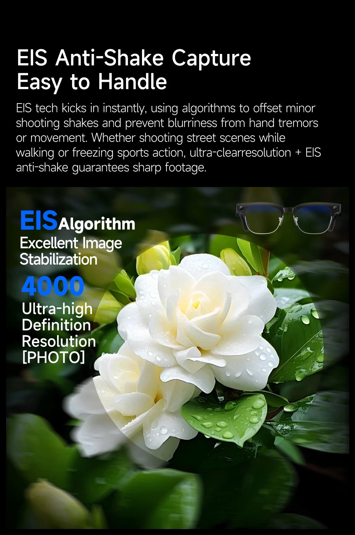 2026 New 8MP Ultra-Wide HD Camera Smart Glasses Video Record 4GB AI Photo Recognition BT Call Translation Voice Smart Glasses K's Collection Store