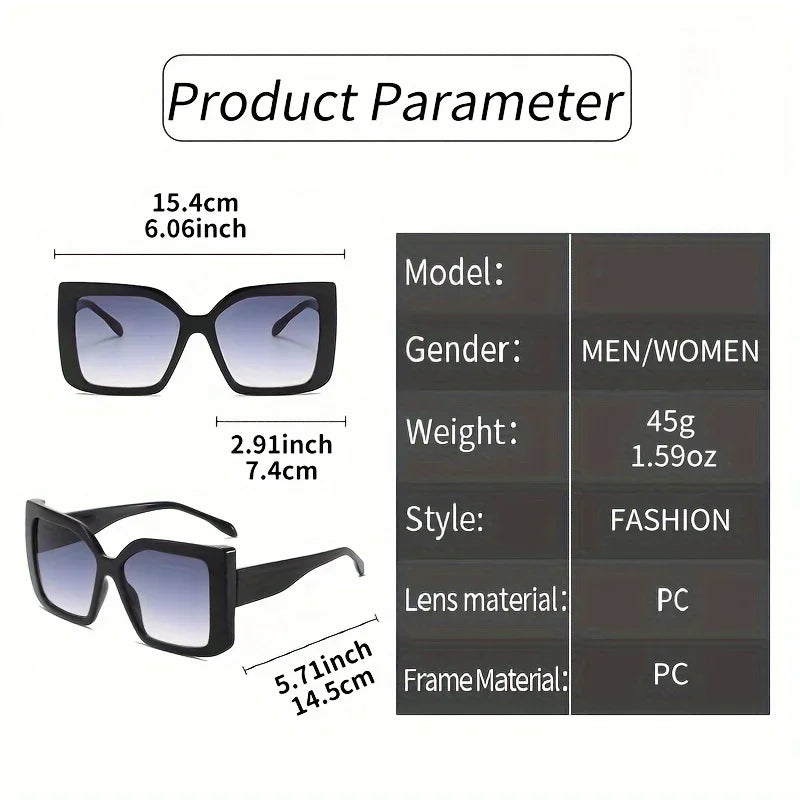 2025 Oversized Square Fashion Sunglasses with Gradient Lenses - Chic Tortoiseshell & Leopard Print Frames Anti-Glare PC Material K's Collection Store