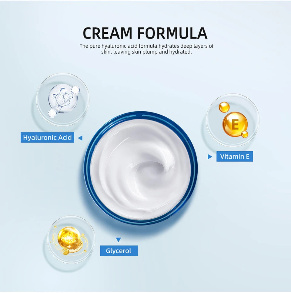 Moisturizing cream jar with a central swirl of white cream and vitamin E badge