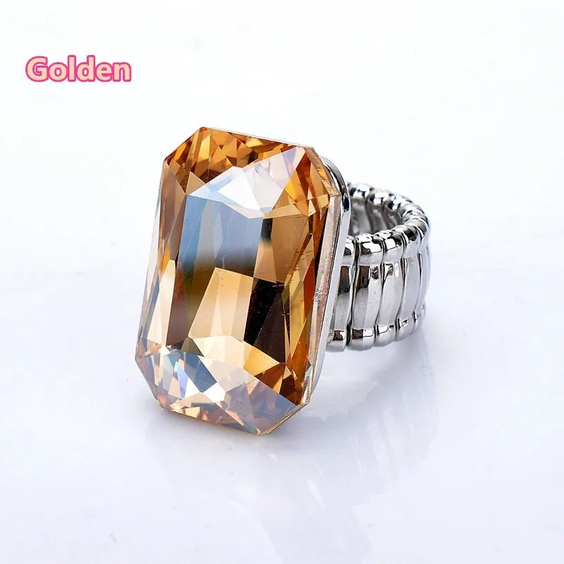 Personality Elegant Big Ring for Women 7 Colors Big Resin Stone Fashion Elastic Stretch Finger Rings Jewelry Christmaswholesale K's Collection Store