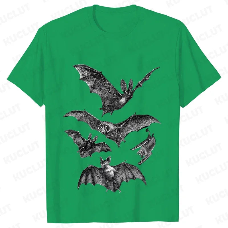Gothic T Shirts for Men Witchy Clothing Goth Dark Grunge T-shirt Aesthetic Halloween Vampire Bat Vintage Clothes Short Sleeve K's Collection Store