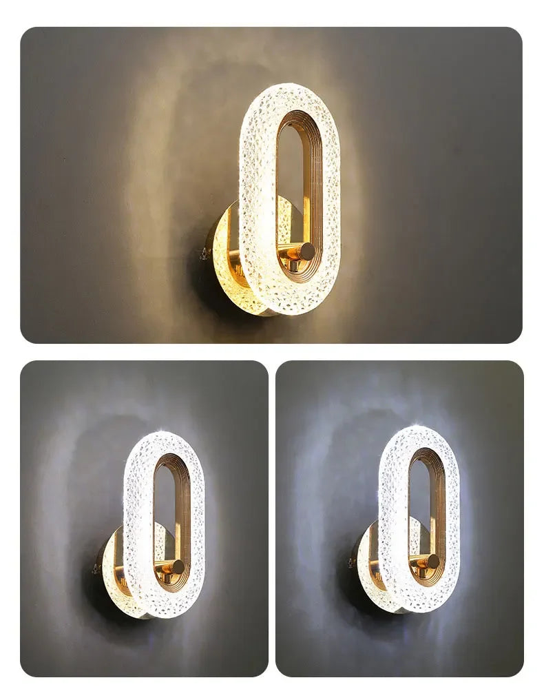 Luxury Bedroom Decoration Wall Lamp Acrylic Lampshade Rose Gold Metal Body Sconce Light LED Home Corridor Warm Atmosphere Lustre K's Collection Store